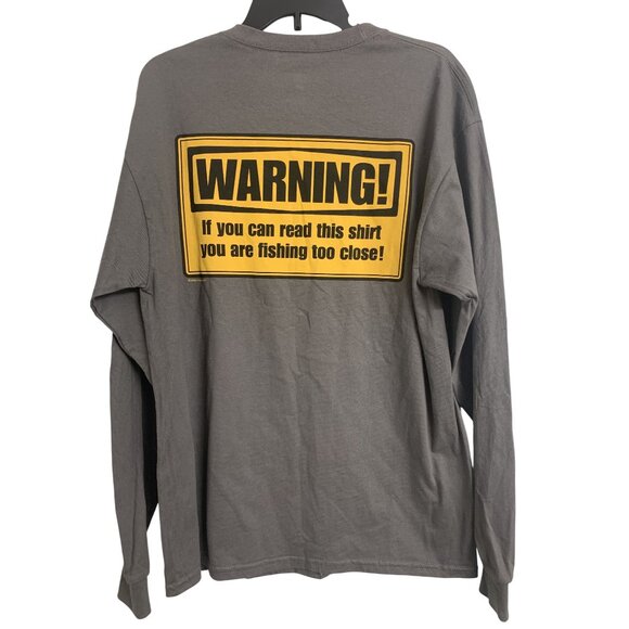 Hanes Other - Warning Fishing Angler Long Sleeve Shirt Cotton Size L Outdoor